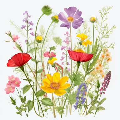 real wild flowers clip art