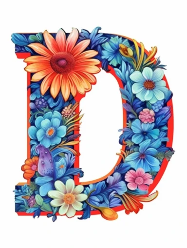 The capital letter D:in the Artistic style, clipart for nursery, vibrant colors,Vector, white background,Solid Background, Sharpness and clarity,masterpiece, trending on Artstation and Dribbble.