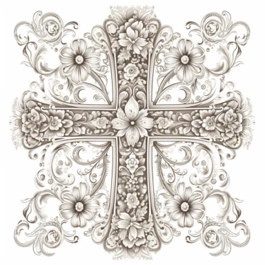 beautiful cross clipart, contour, white background no jesus