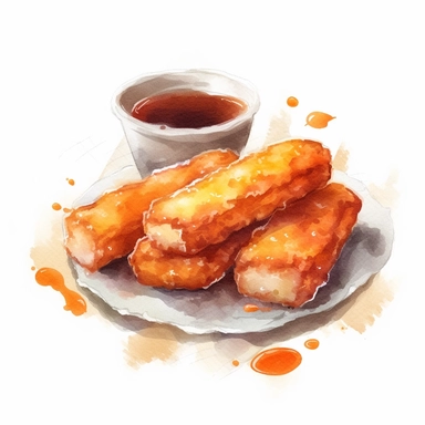 hand painted fish fingers clipart for cookbook maple syrup illustration no background