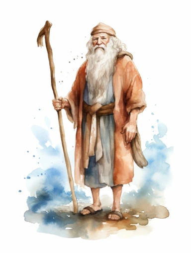 noah, bible character, watercolor clipart, isolated subject, HD