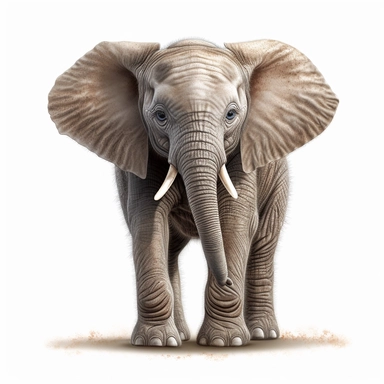 african elephant safari baby animal photorealistic clipart,on white background