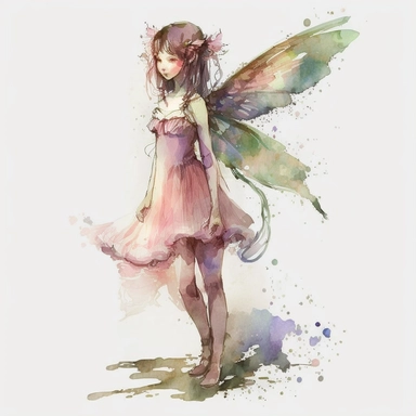 beautiful young girl fairy, watercolor, clipart, full body standing