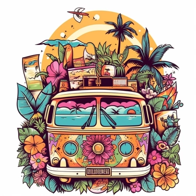 set Groovy png cliparts, Summer time png, Good vibes only png, vector clipart 8k highly detailed