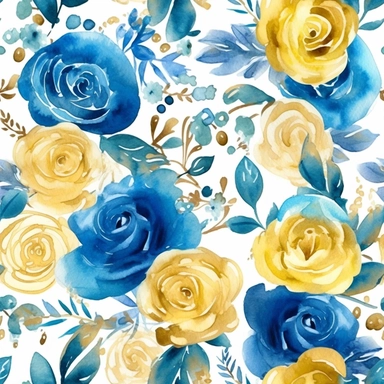 blue roses, vibrant colors, include pink and gold, spring vibe, 4k, professional sketch, water colors, clipart, solid background, Watercolor Floral Borders