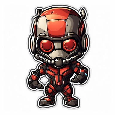 Ant-Man Sticker, Animated Cartoon, Vector art, clipart, White background