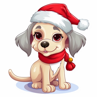 cartoon clipart dog christmas
