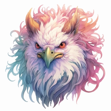 evil griffin, clipart, intense white and deep pastel colors, dnd, watercolor, no background, isolated on a white background, self contained, well defined edges, by amy sol and magali villeneuve and susan bourdet and ross tran, spaced out, glowy, intricate, 8k