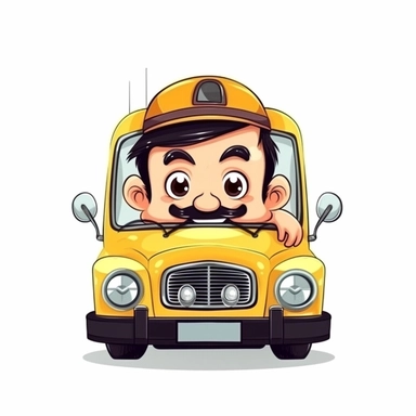 happy cute Cab Driver face, cartoon, clipart, mascot, isolated on white background