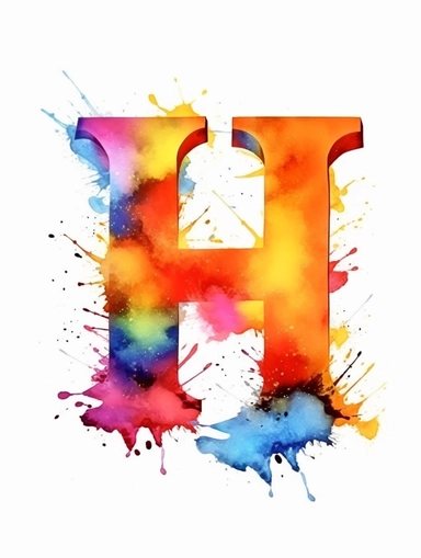 The capital letter H:in the Artistic style, clipart for nursery, vibrant colors,Vector, white background,Solid Background, Sharpness and clarity,masterpiece, trending on Artstation and Dribbble.