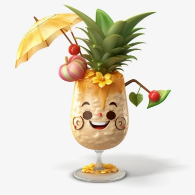 Pixar movie star pina colada drink, ultra detailed, clipart,