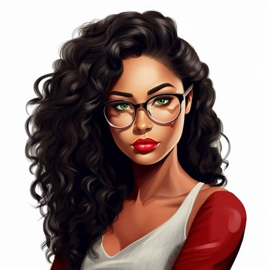 hot empowering looking black woman long hair glasses clipart