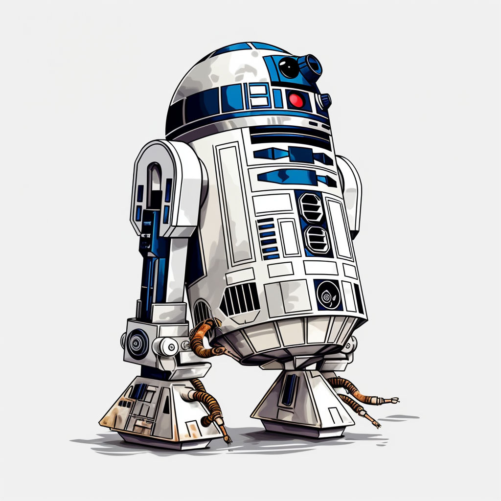 R2D2 star wars character, animated, high resolution, clipart, colorful ...