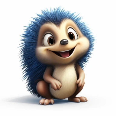 clipart cute happy Echidna with nice large blue eyes on white background