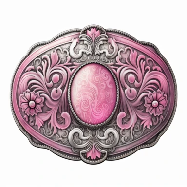 clipart, solid watercolor, realistic, detailed, isolated white background pink western belt buckle clipart