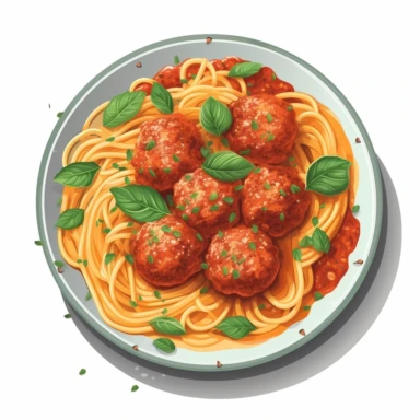 Vector illustration clipart>Plate of spaghetti with meatballs