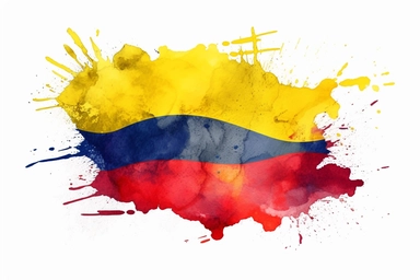 Watercolor, Colombia Country Flag, clipart, hd, on a white background, spaced out
