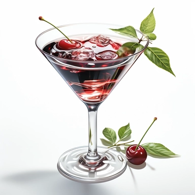 Sharp Illustration of a Manhattan Cocktail clipart aginst white background, illustration style, vibrant colors, unreal engine 5, detailed illustration, high resolution, high quality, solid white background