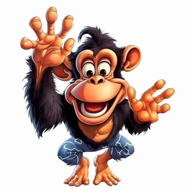 Cute Happy Face Beautiful Funny Monkey Full body Sublimation Clipart,Cartoon,hyper realistic, intricate detail, illustration style,high solution,on the white background