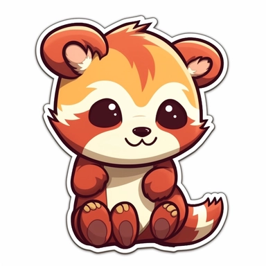 cute kawaii Clipart of a red panda, clear outlines