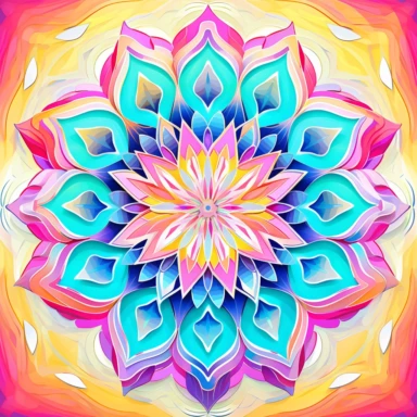 Clipart. White background. Vibrant neon mandalas illuminate the foreground with their intricate and mesmerizing patterns. The bold use of neon colors adds an electrifying energy and modern aesthetic to the traditional art form, symbolizing the dynamic nature of cultural evolution and artistic expression. Delicate lotus flowers, sacred geometric shapes, or subtle references to spiritual concepts enhance the depth and meaning of the artwork, inviting viewers into a meditative and transformative ex