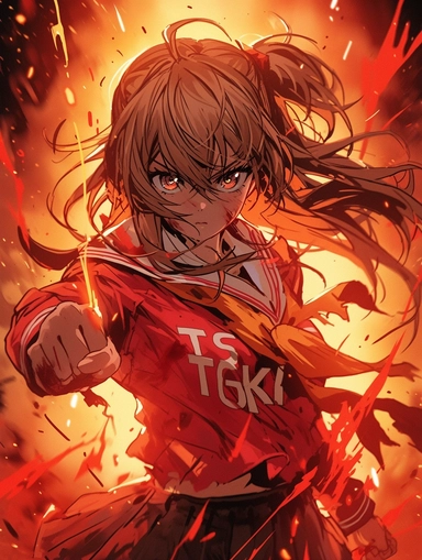 Ikki Tousen Sonsaku Hakufu Japanese manga series, paint art style, clipart, school background, superrealistic, one of a kind. The artwork features a dynamic, action - packed composition, with swirling energy blasts and dynamic poses adding to the sense of motion and excitement. The lighting is dramatic and moody, with deep blues and purples creating a sense of tension and danger. The overall mood is one of fierce determination, as Frieza battles to overcome his opponents.