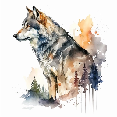 Browse through 367 watercolor wolf stock illustrations and vector graphics to find a single cute watercolor wolf clip art with a plain background [1], The wolf in the clip art has a whimsical and friendly expression with big, bright eyes and a round snout. The watercolor style is soft and delicate, with shades of blue and gray creating a calm and peaceful atmosphere. The wolf stands in front of a plain white background, making it perfect for any project. [2], The cute watercolor wolf is set in a