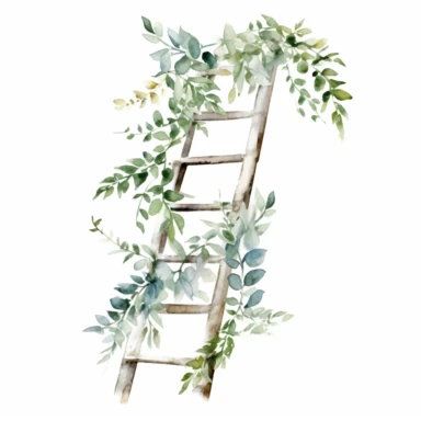 foliage ladder , watercolour clipart, white background