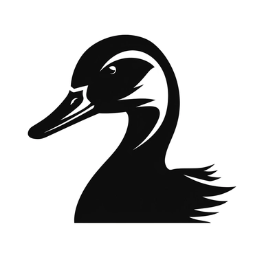 duck head black frontal view silhouette vector flat simple identification symbol white backround white background minimalistic clipart png svg