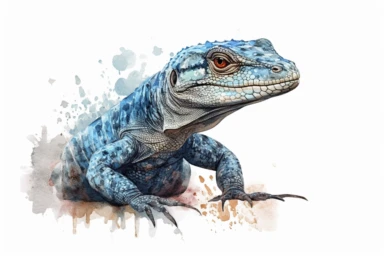 Watercolor, Crocodile Monitor Reptile, clipart, hd, on a white background, spaced out