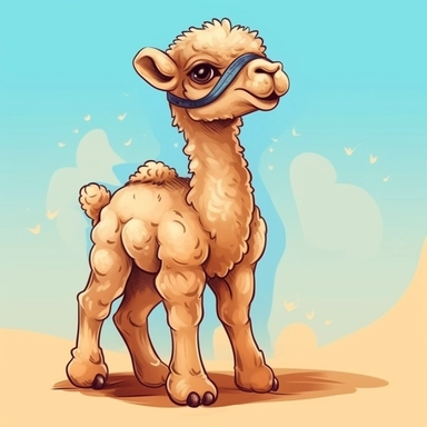 happy cute baby camel, hand draw Illustration clipart, 4K, extremely detailed