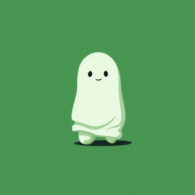 Minimalist white on a green background negative space cuddly character, flat, vector, clipart