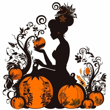 whimsical Halloween clip art black silhouette cut out of Pumpkins