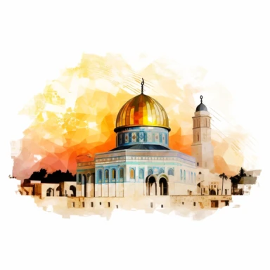 Dome of the Rock Jerusalem with background, Abstract Picasso style, clipart white background
