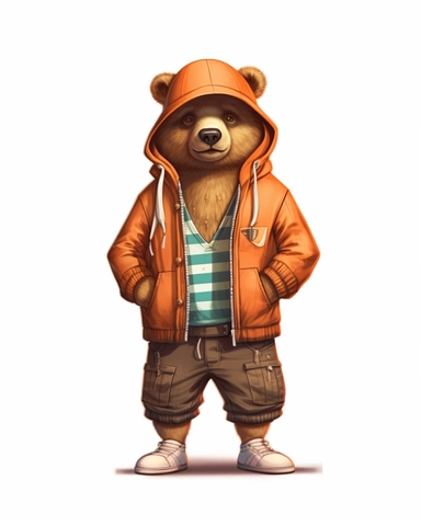 brown bear in a tracksuit ,wearing a hat ,cartoon, ,Cool, full body, Sublimation Clipart ,Cartoon,hyper realistic, intricate detail, illustration style,high solution, clipart, ,8k, style of Bohemian, style of Anna Süßbauer and Jon Klassen,vector, Vector, white background,Solid Background, Sharpness and clarity, masterpiece, trending on Artstation and Dribbble.--v 5.1