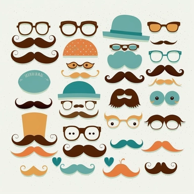 cute mustache clipart white background