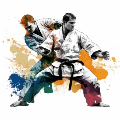 Two brazilian jiu jitsu fighting, clipart, white background