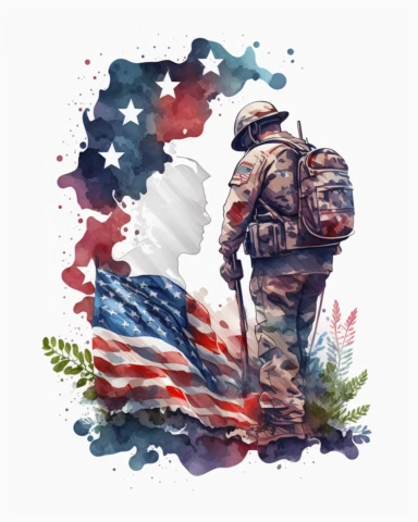 memorial day clip art, watercolor, detailed, white backgound, Super-Resolution, Megapixel, 32k