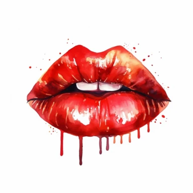 a watercolor red kissing lips vector illustration design, in the style of ryan mcginley, clipart, white background, 8k