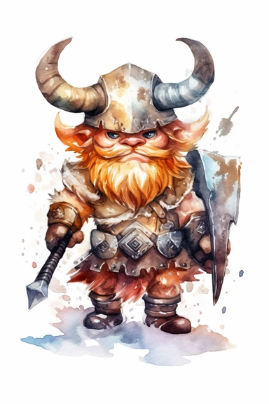 barbarian watercolor clipart cute isolated on white background
