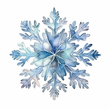 watercolor clipart of Christmas snowflake, isolated on white background
