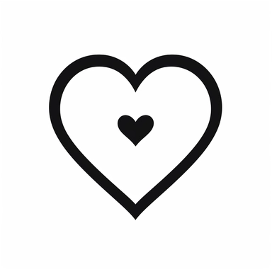 Mininalist simple basic cartoon clipart heart outline silhouette SVG Clipart, black and white, isolated on white background