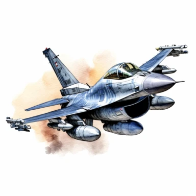watercolor highly detaild f16 fighter jet clipart