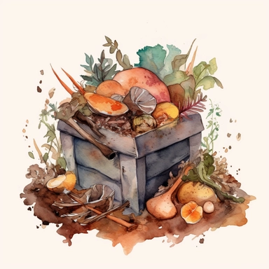 compost pile, watercolour clipart, cute, simple