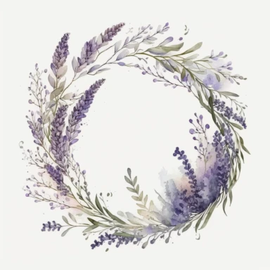watercolor lavender, wreath lavender clipart, birght colors, white background, no text, no outline
