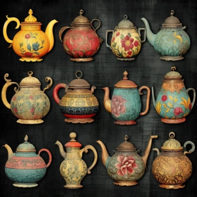 tea pot Clipart - 13 High Quality JPGs - Digital Download - Card Making, Mixed Media, Digital Paper Craft