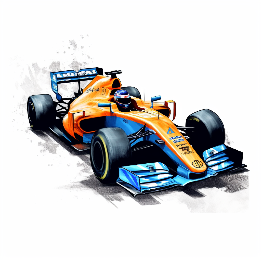 Clipart of the formula one car from Lando Norris with minimal details ...