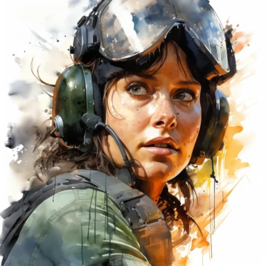 Ripley, character from movie Alien, watercolor painting, cinematic lighting, clipart, sepatate elements, white background