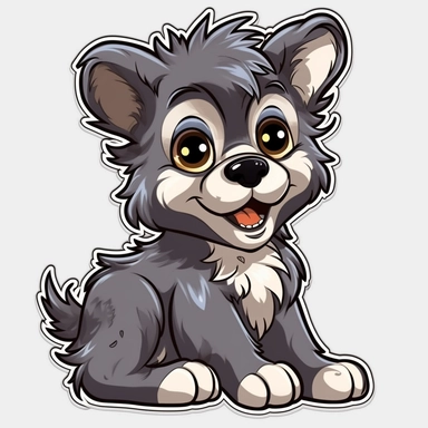 Smiling baby wolf , walt disney style, 4k, quality, detailed, clipart, clipart, sticker, cute, pastel colors, smile, black outline only, cartoon illustration black and white high contrast happy cartoon, cartoon illustration style, illustration of children's books