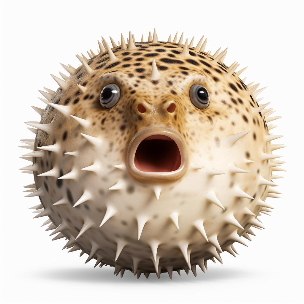 Clipart,A pufferfish inflating to defend itself, hyperrealistic, hyper ...